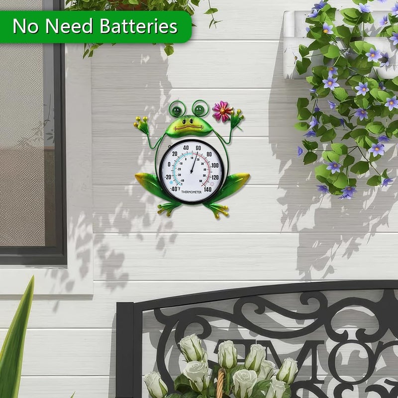 HOBYLUBY Indoor Outdoor Thermometer, Frog Wall-Mounted Thermometer Waterproof for Patio Garden Yard & Living Room, No Battery Needed - Image 3